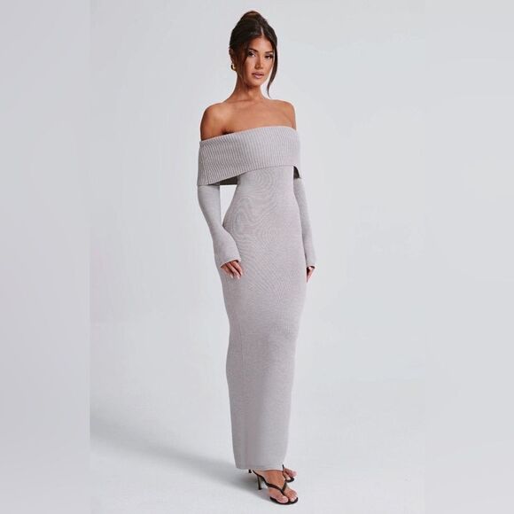 NWT Babyboo Beverley Knit Maxi Light Grey Dress Marl Sweater  Size XS - Picture 5 of 14